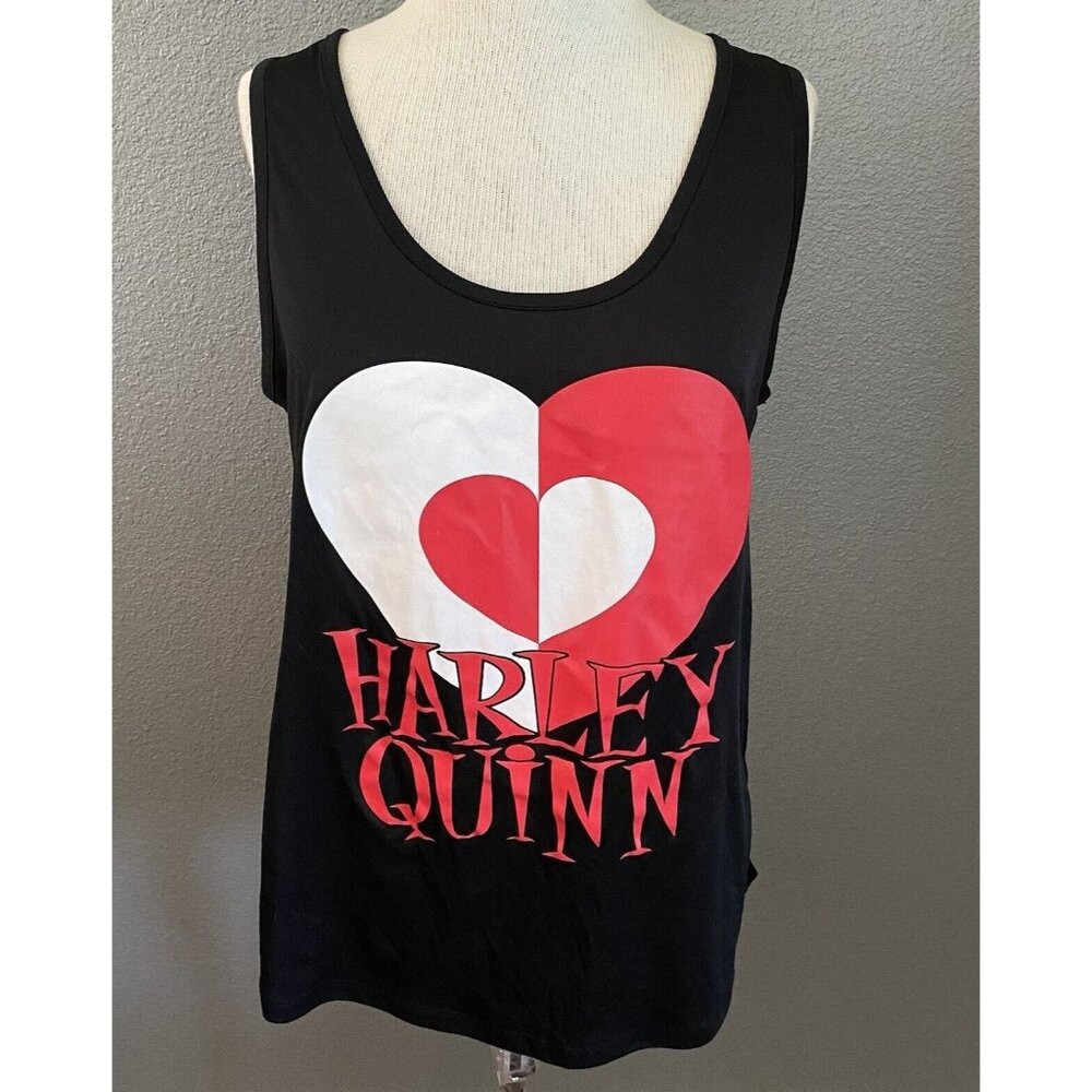Harley Quinn Tank Top‎ Women's Size Medium Black Red DC Comics Ladies